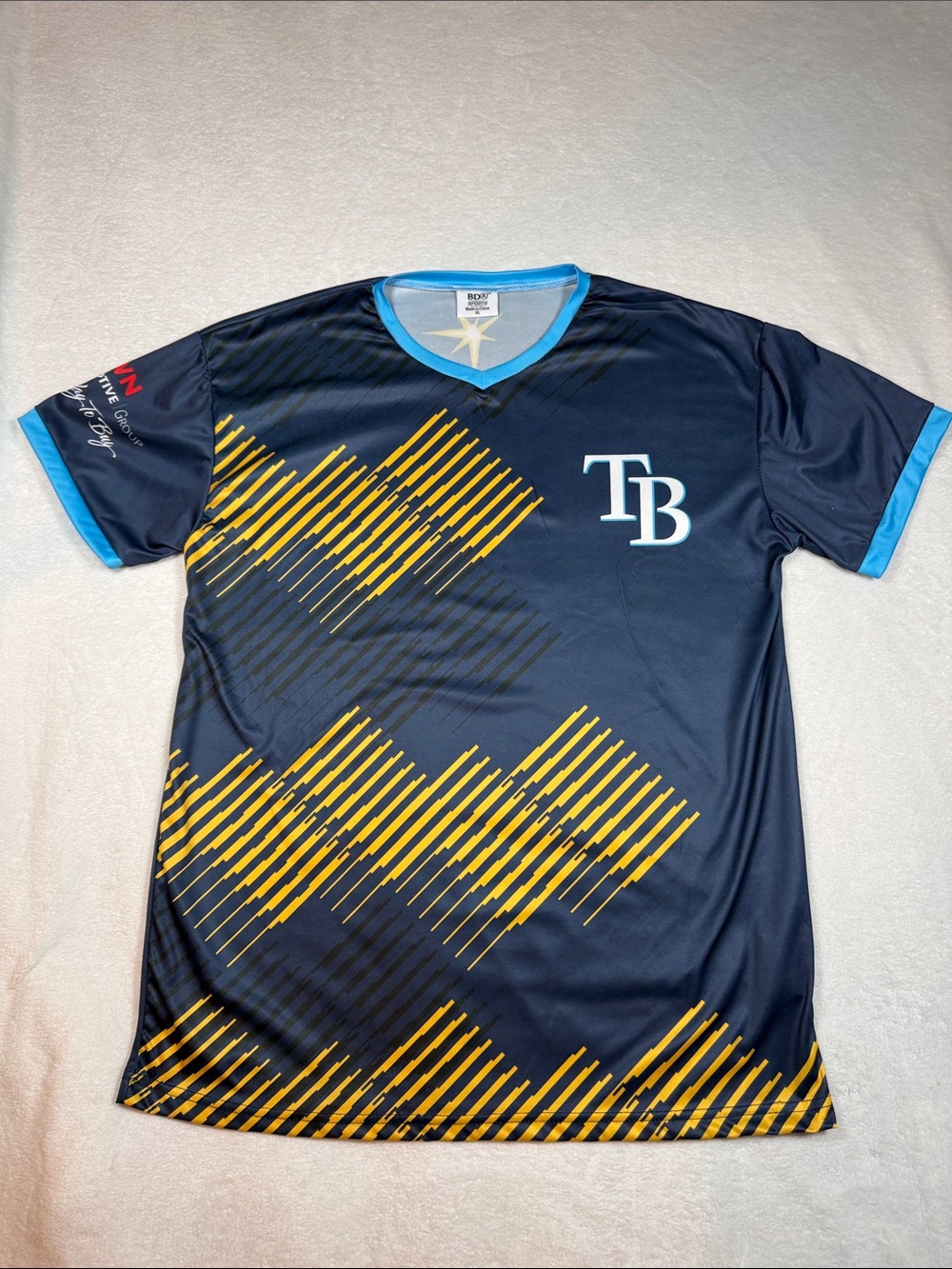 Men's Tampa Bay Rays Navy and Yellow Performance Short Sleeve Arozarena Shirt
